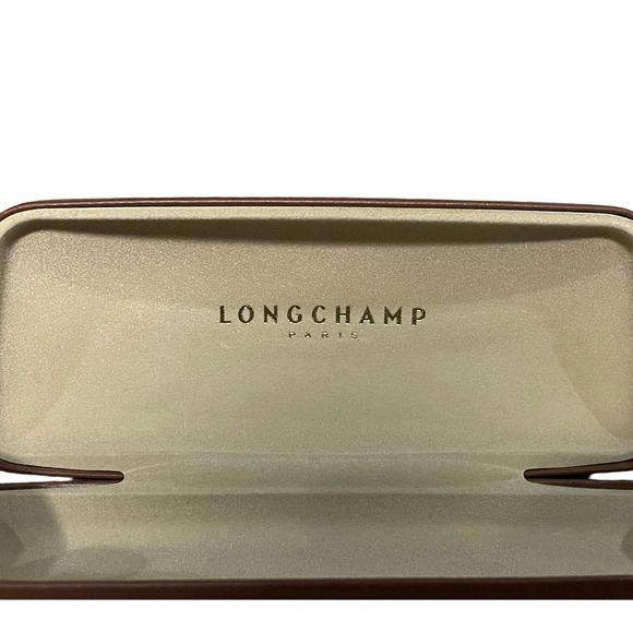 Longchamp Paris Cognac Leather Rectangular Clam Shell Eyeglasses Case - Picture 4 of 5
